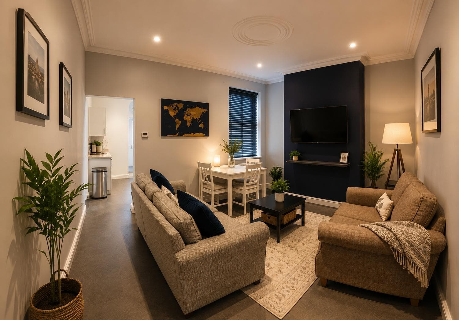 Lounge and dining area with smart TV at 63 Ashford Street, Shelton